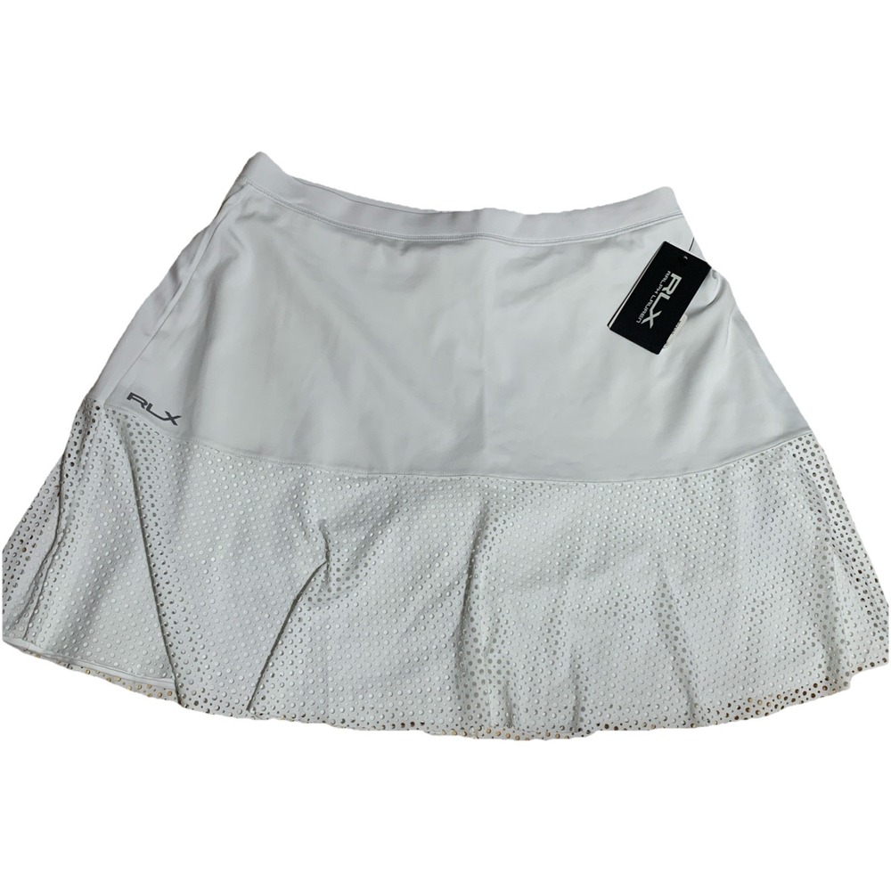 Ralph Lauren RLX Women M GOLF 17"‎ Eyelet-Panel Interlock Skort White $148